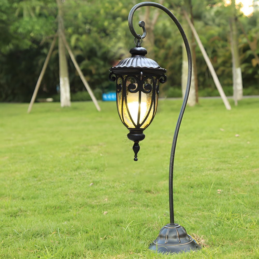 Arched Outdoor Floor Lantern – Aluminum & Glass Garden Light