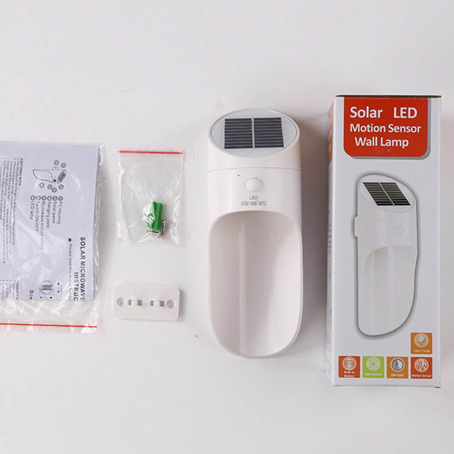 Solar LED Outdoor Wall Lamp with Motion Sensor - Modern Minimalist