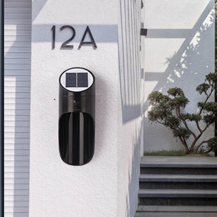 Solar LED Outdoor Wall Lamp with Motion Sensor - Modern Minimalist