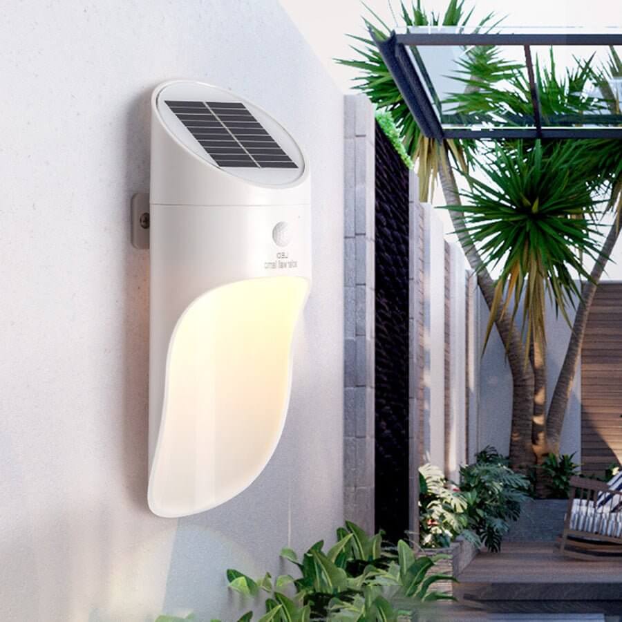 Solar LED Outdoor Wall Lamp with Motion Sensor - Modern Minimalist