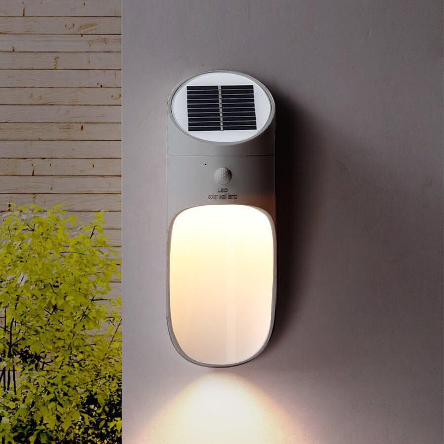 Solar LED Outdoor Wall Lamp with Motion Sensor - Modern Minimalist