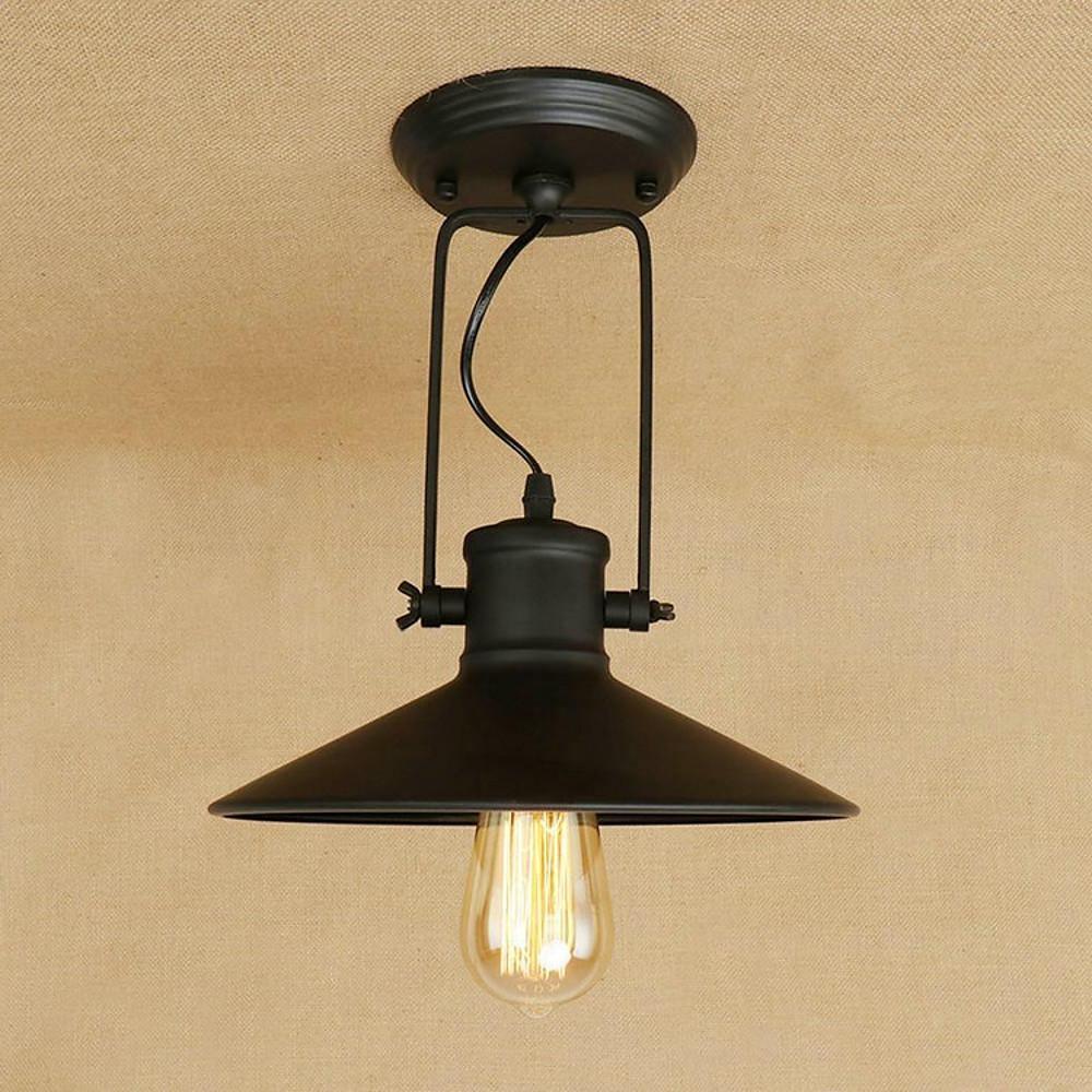 Industrial Metal Pendant Light with Vintage Edison LED Bulb