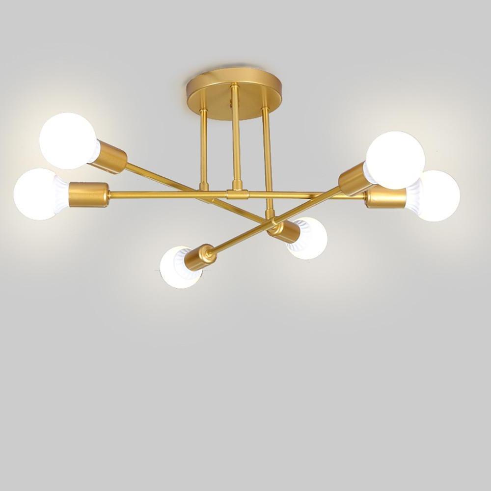 Geometric Sputnik Semi Flush Mount Ceiling Light with 6 LED Bulbs