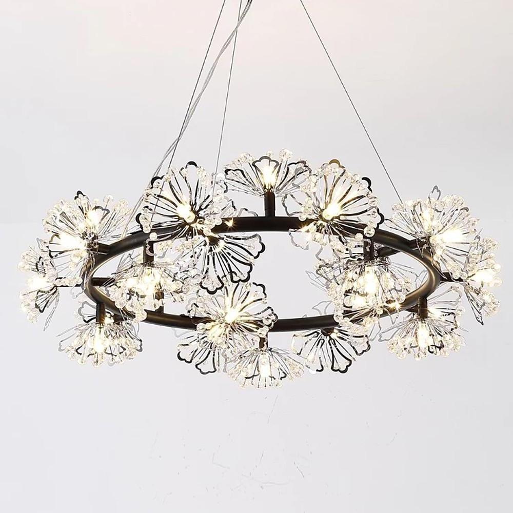Crystal Flower Chandelier Modern Electroplated Metal Ceiling Light