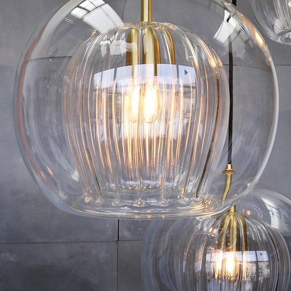 Glass Globe Pendant Light with Copper Finish – Modern Industrial