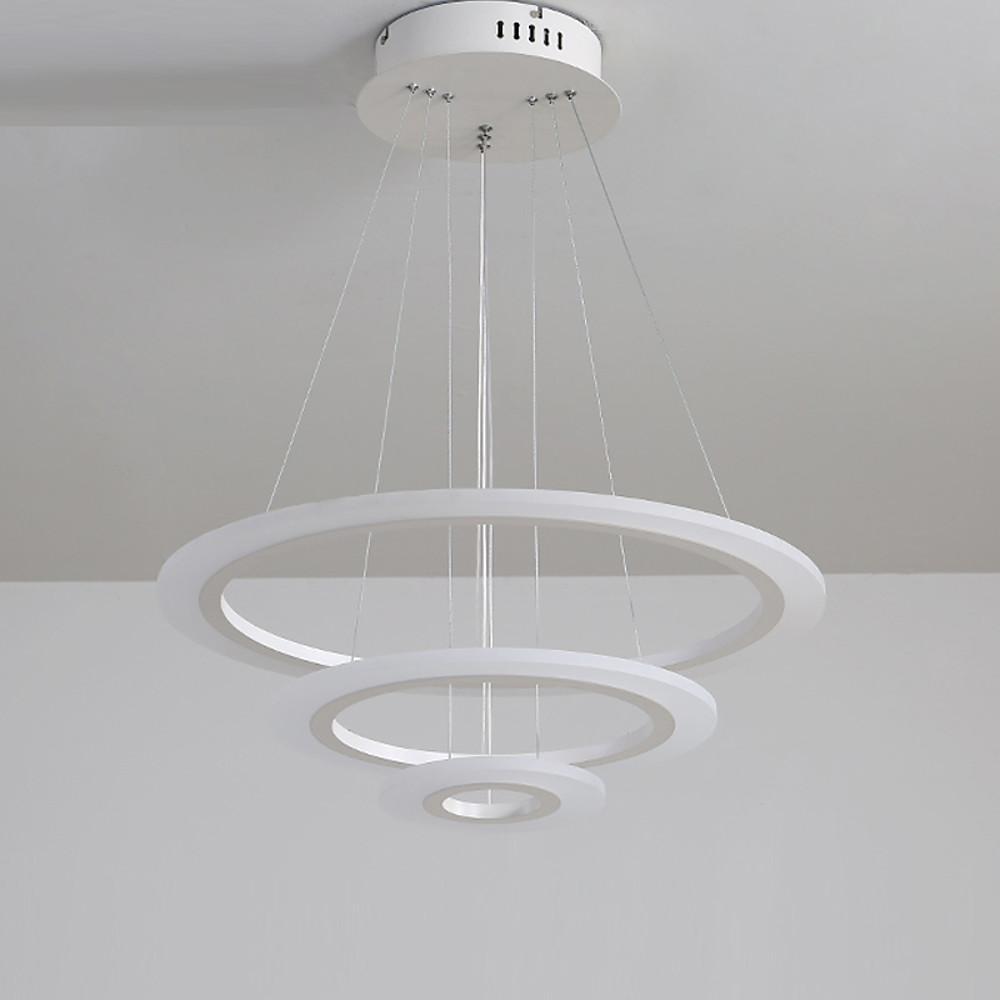 Modern 3-Ring LED Pendant Chandelier - Aluminum & Acrylic
