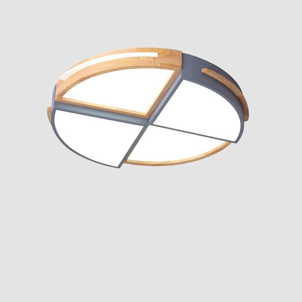 Modern Geometric Wood Flush Mount Ceiling Light with Dimmable LED