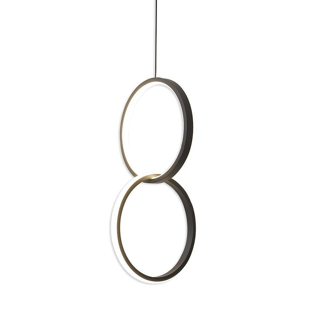 Interlocking Dual Ring LED Pendant Light Aluminum Acrylic