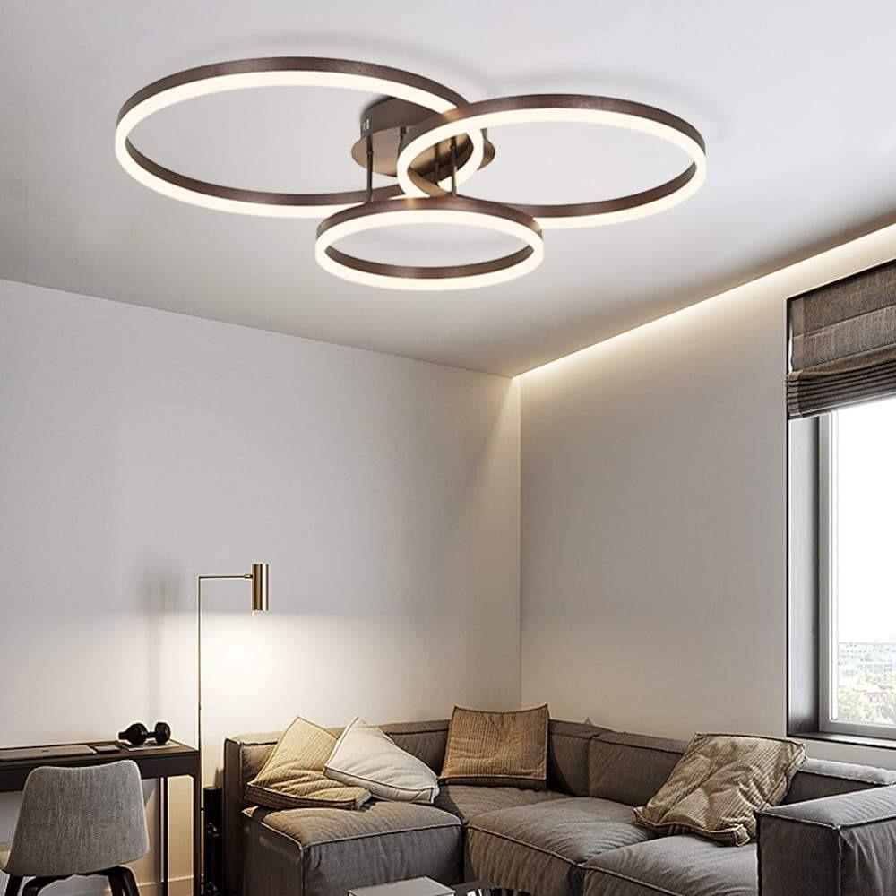 Modern 3-Circle Flush Mount Ceiling Light with Dimmable LED