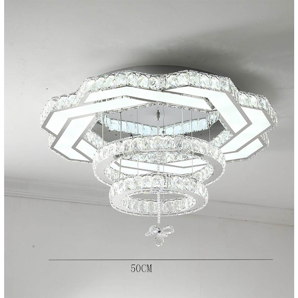 Crystal LED Flush Mount Ceiling Light - Vintage Tiered Design