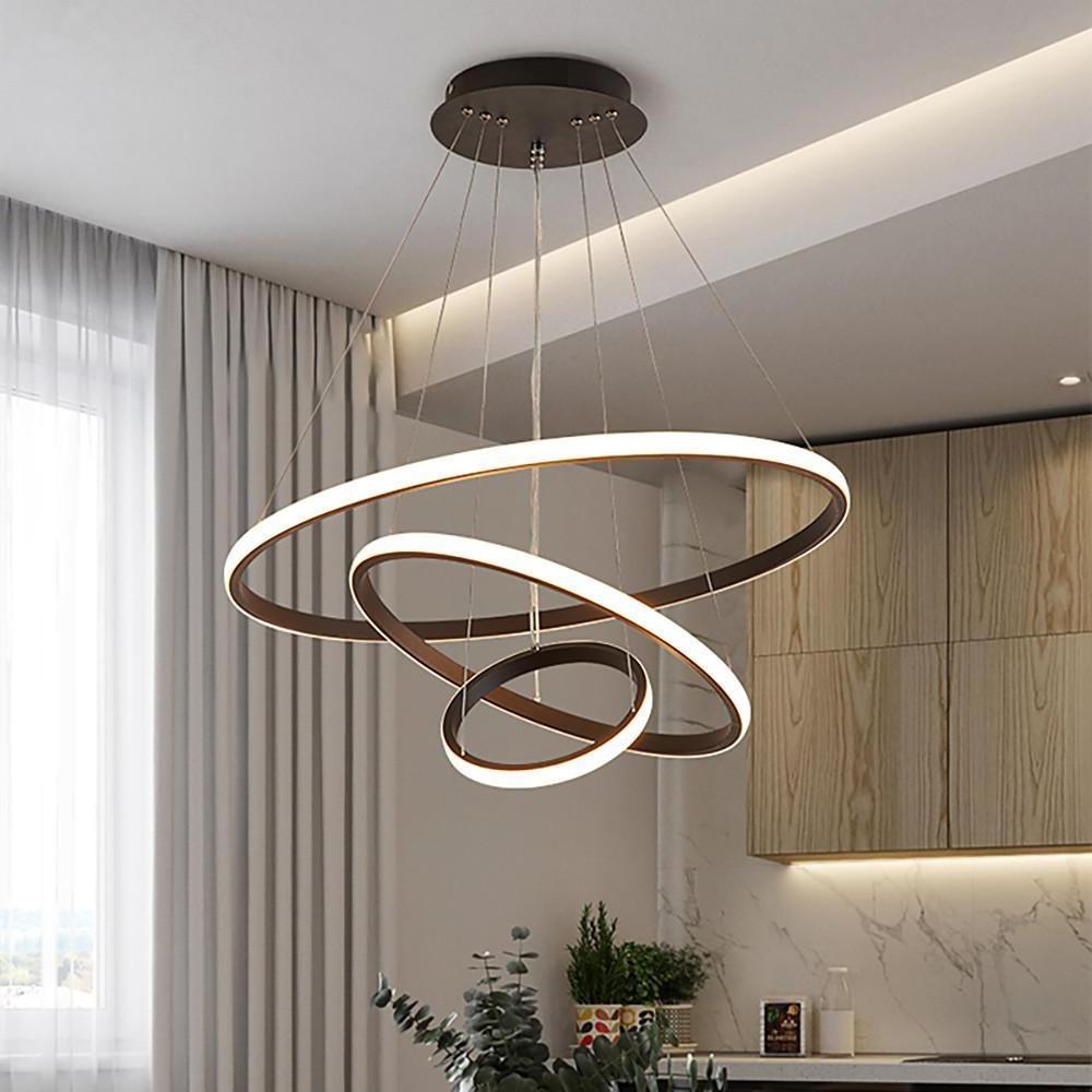 Modern Multi-Ring LED Pendant Light - Aluminum & Acrylic Chandelier