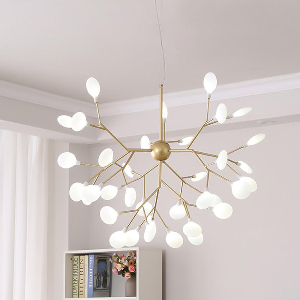 36-Light Sputnik Chandelier - Modern Gold & White Acrylic Design