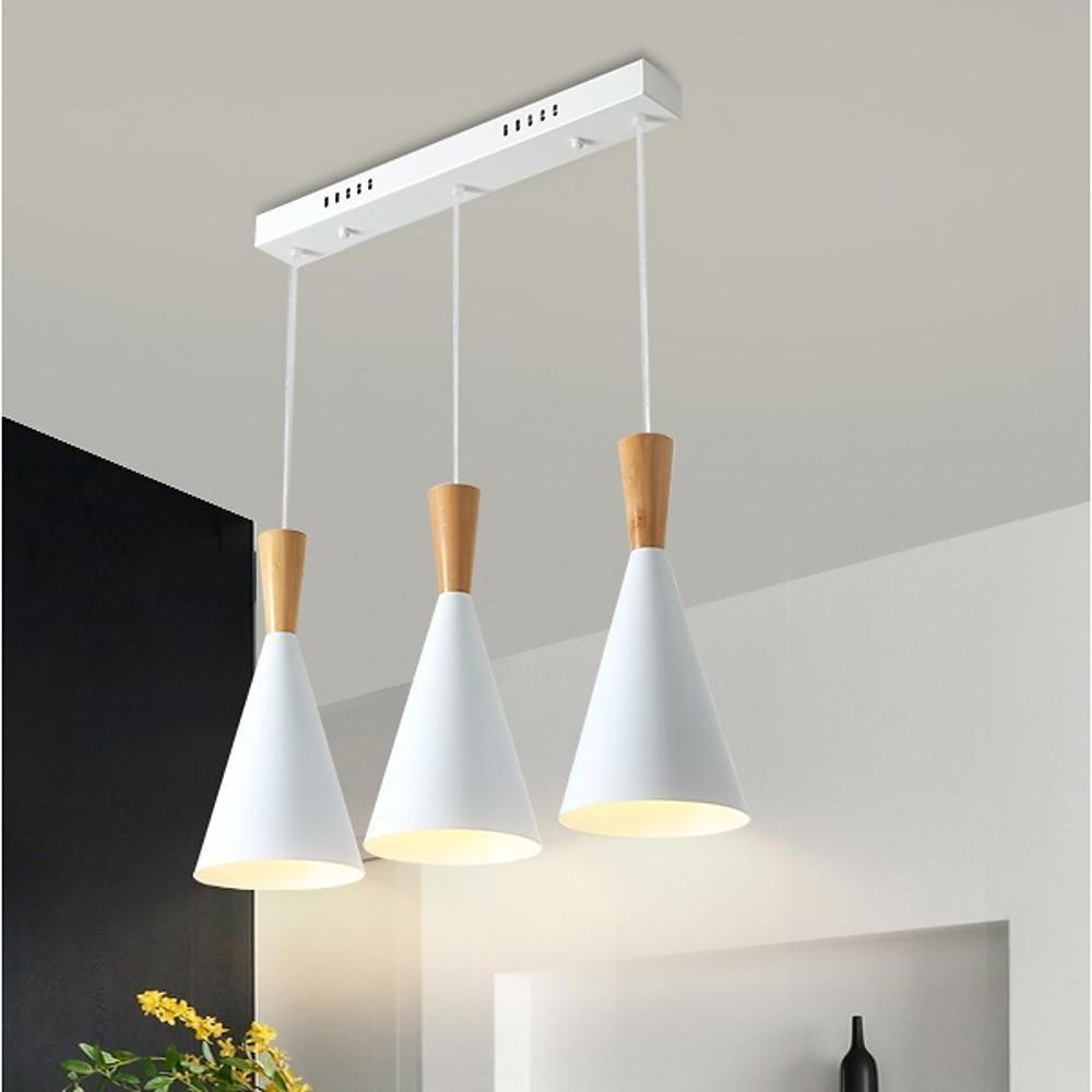 Modern White Metal Cone Pendant Light - 3-Tier Cluster Design