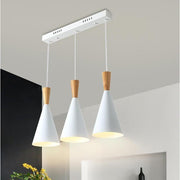 Modern White Metal Cone Pendant Light - 3-Tier Cluster Design