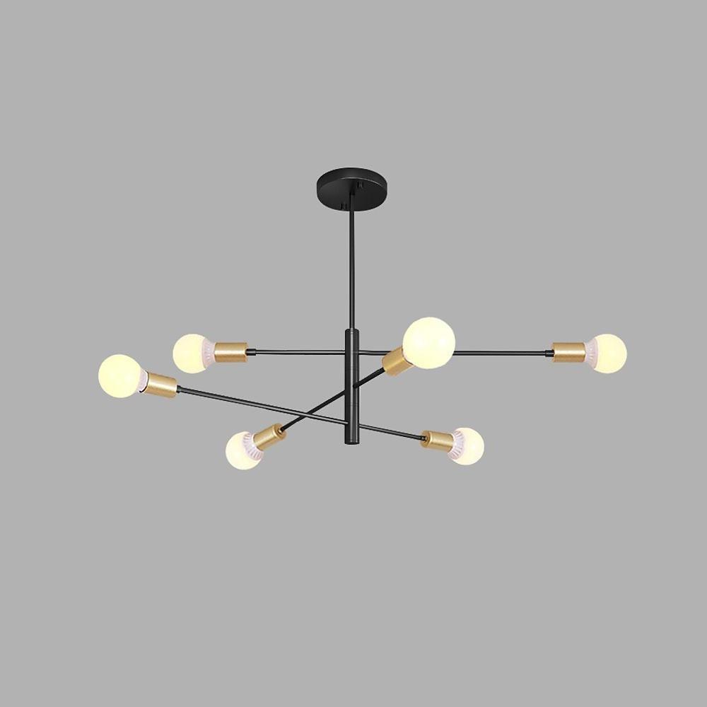 Modern 6-Light Sputnik Chandelier - Black & Gold - 41" Dia