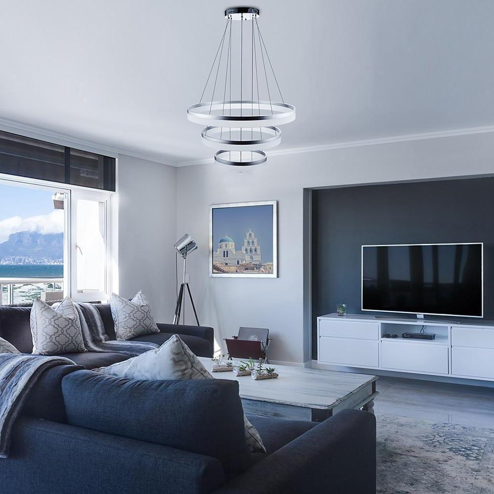 Adjustable 3-Ring Dimmable LED Chandelier Modern Pendant Light