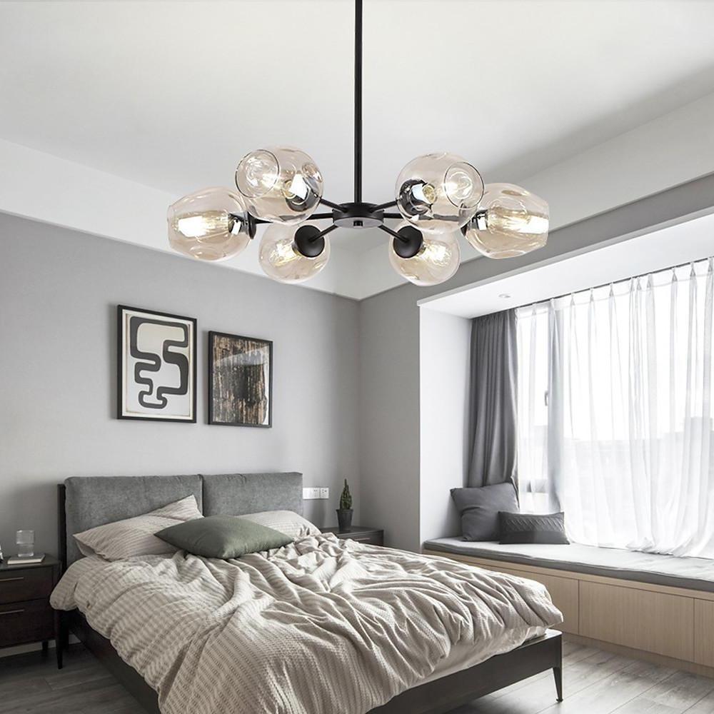 Nordic Sputnik Chandelier Glass Globe Electroplated Aluminum