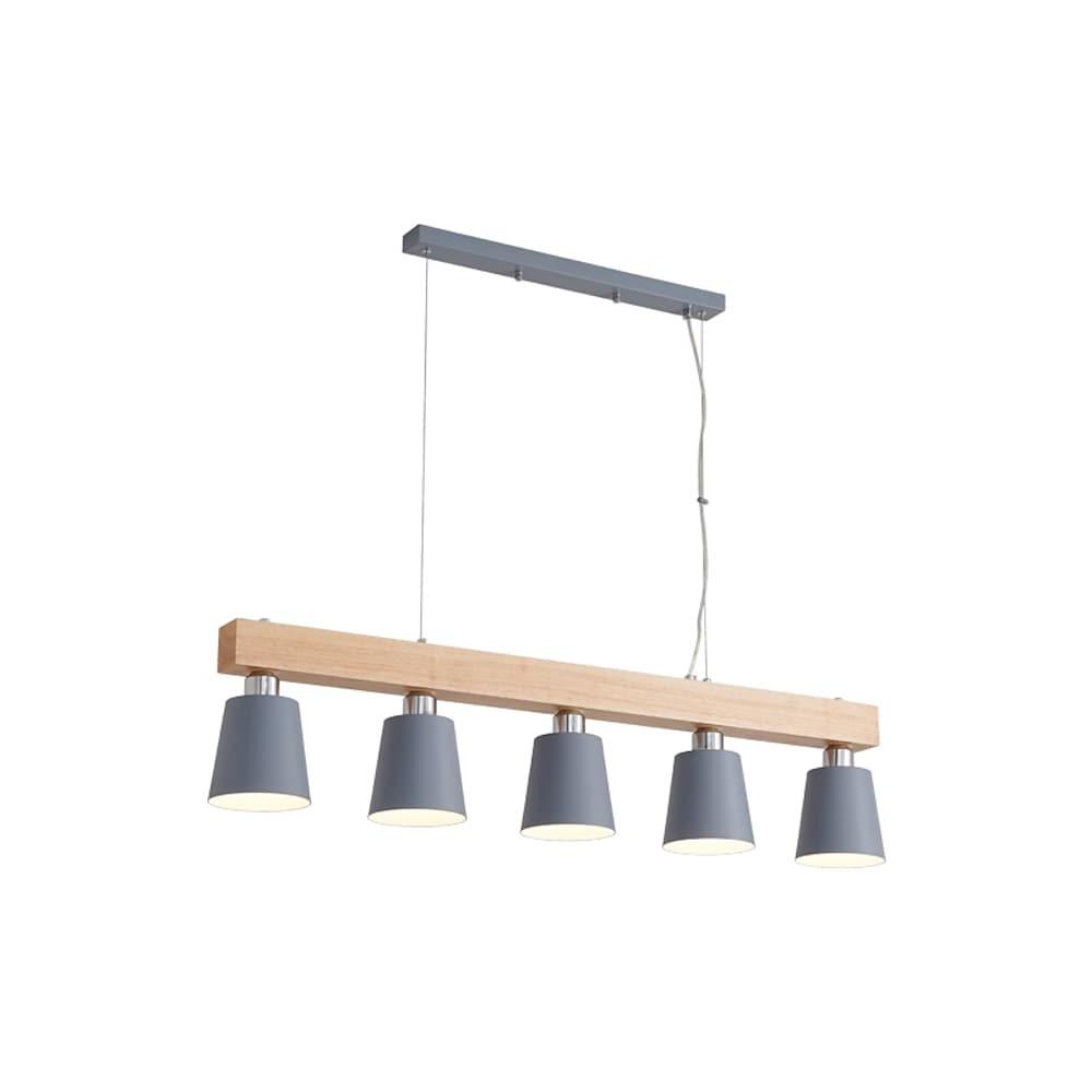 Farmhouse Pendant Light Metal Wood 5-Light Dining Room Fixture