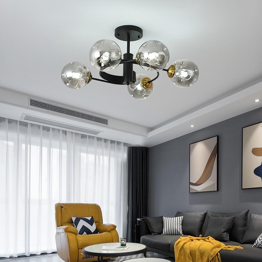 Nordic Sputnik Chandelier 5-Light Metal Glass Globe Pendant