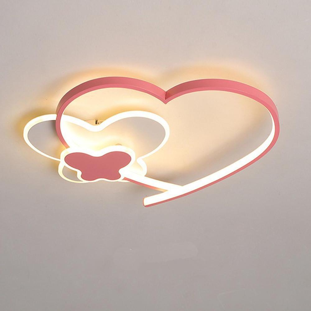 Modern Twin Hearts Metal Flush Mount LED Ceiling Light for Kids Room