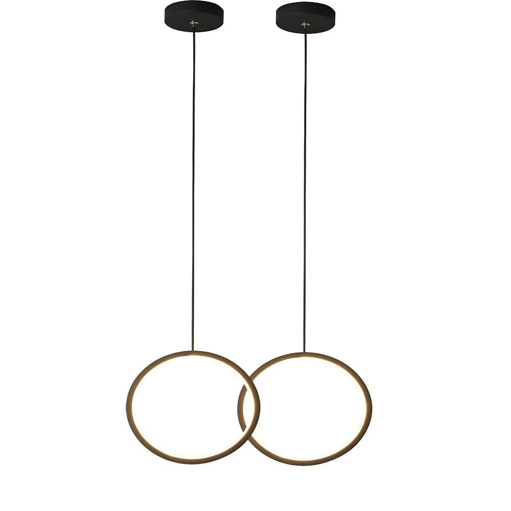 Modern Round Pendant Light | Dual LED Rings | Aluminum & Acrylic