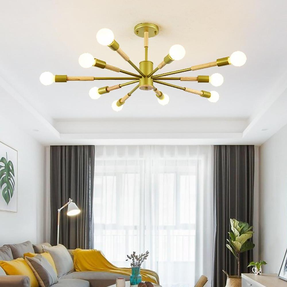 10-Light Nordic Flush Mount Ceiling Chandelier - Metal Finish