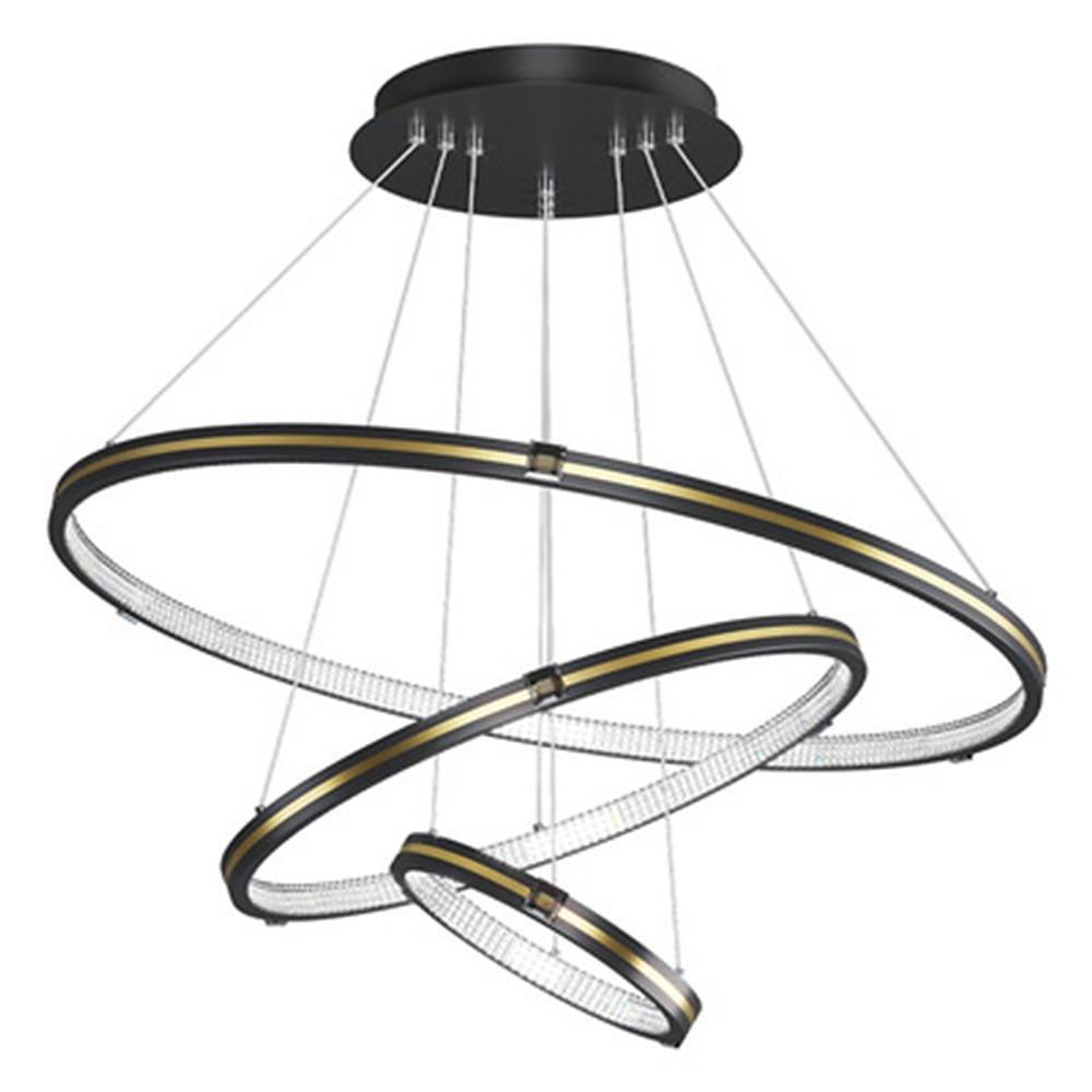 3-Ring LED Chandelier with Remote Control - Modern Metal & Acrylic