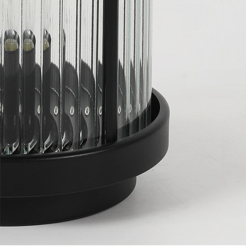 Ribbed Glass Solar Outdoor Lantern with Stainless Steel Handle