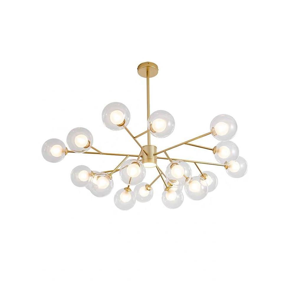 9-Light Modern Glass Chandelier with Gold Metal Frame