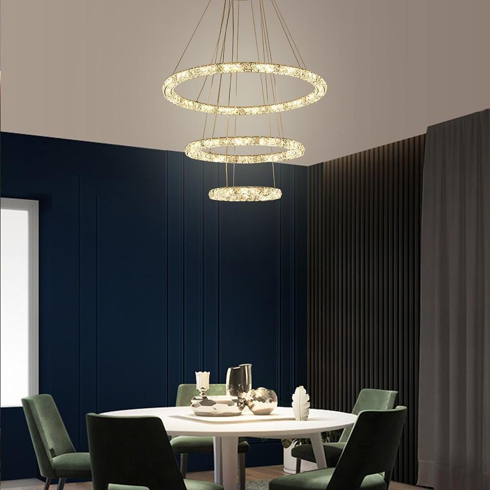 Crystal Tiered Ring Chandelier LED Pendant Light Vintage Design