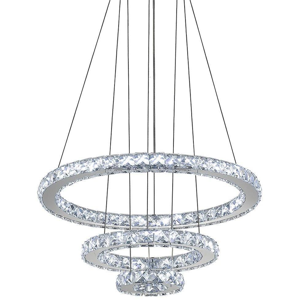 3-Ring Adjustable Crystal Chandelier Modern LED Ceiling Light