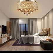 4-Light Crystal Drum Flush Mount Ceiling Chandelier