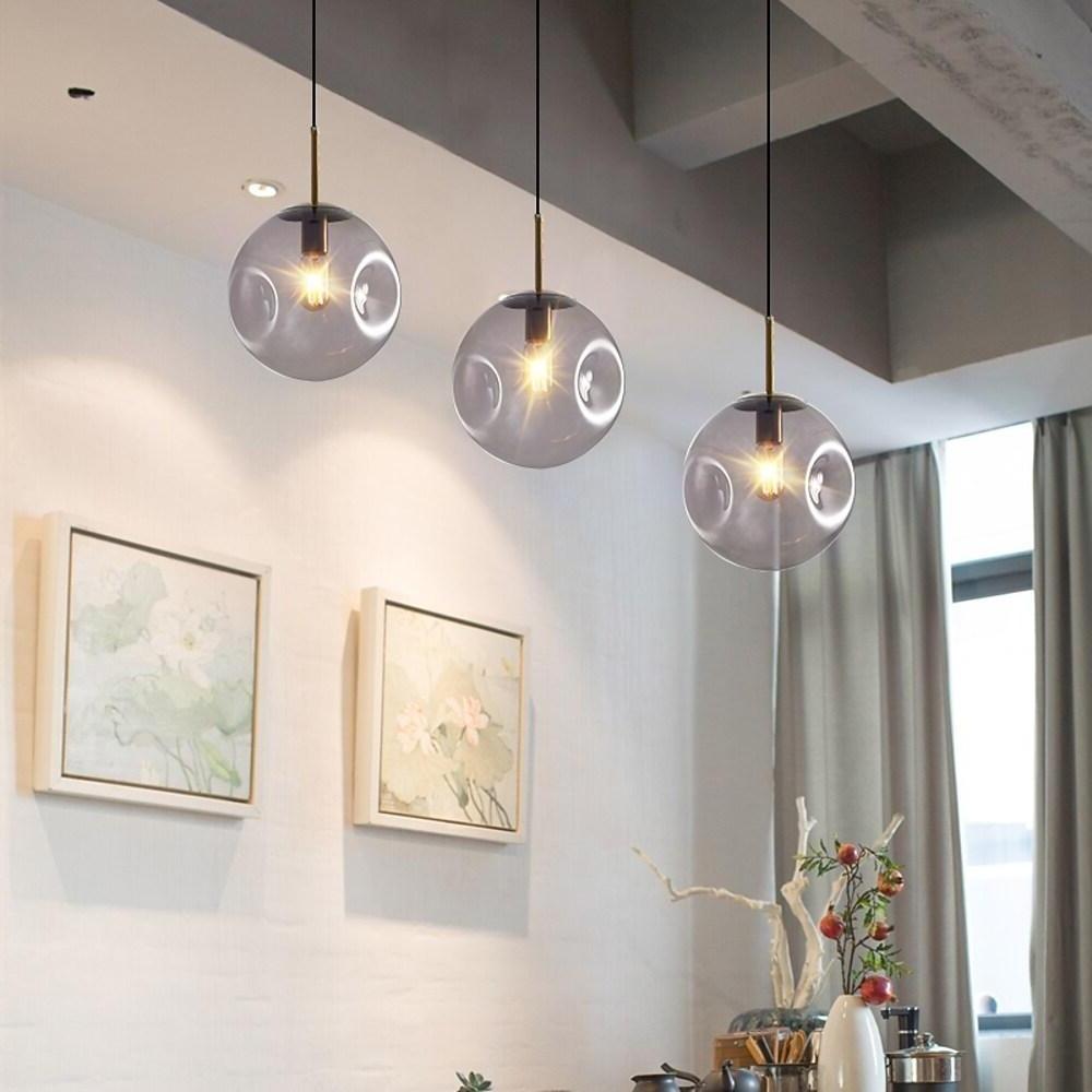 Globe Pendant Light Metal Glass LED Downlight Adjustable