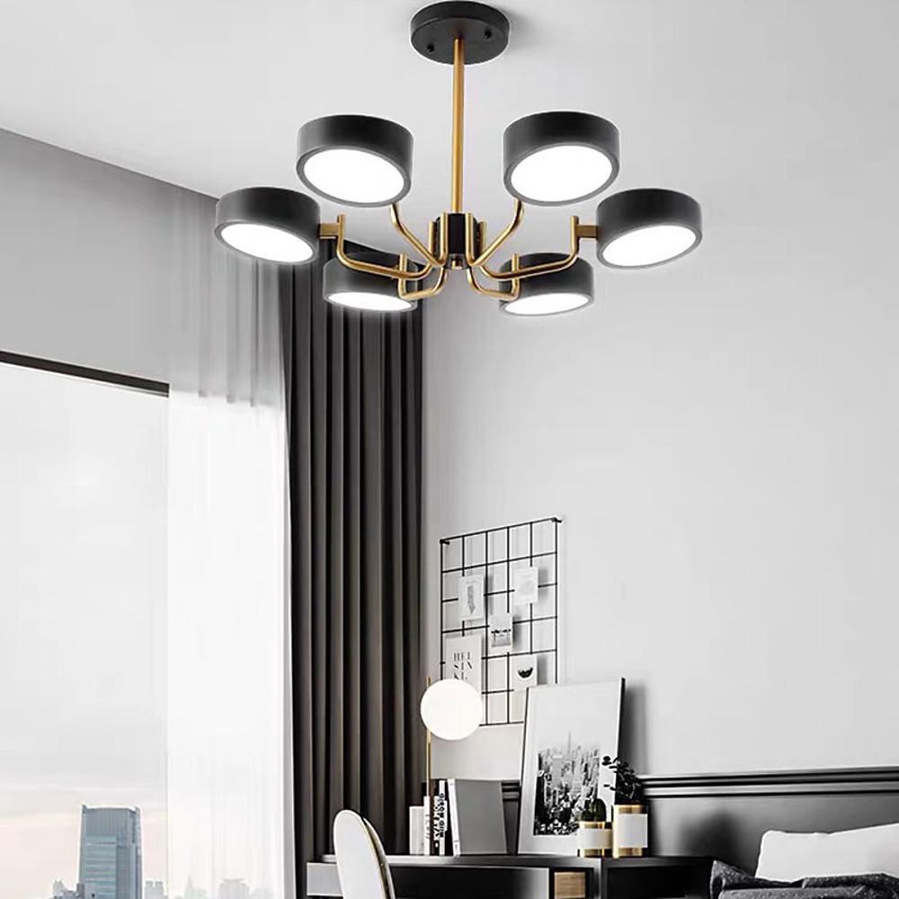 6-Light Modern LED Flush Mount Ceiling Light – Metal & Acrylic