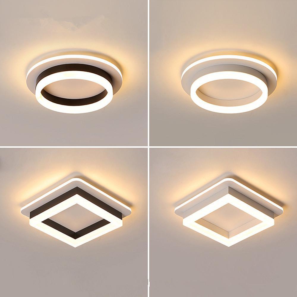 Modern Square LED Flush Mount Ceiling Light Metal Acrylic