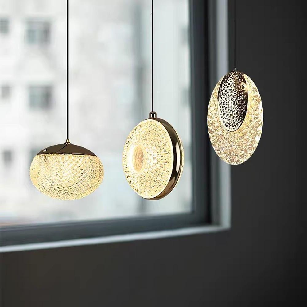 Modern Circle LED Pendant Light - Electroplated Metal & Acrylic