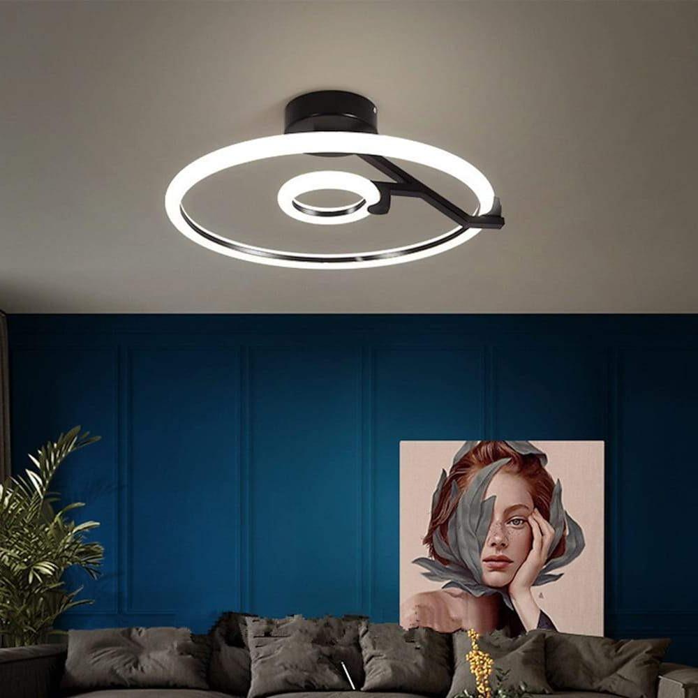 Modern Ring LED Flush Mount Ceiling Light - Metal & Acrylic