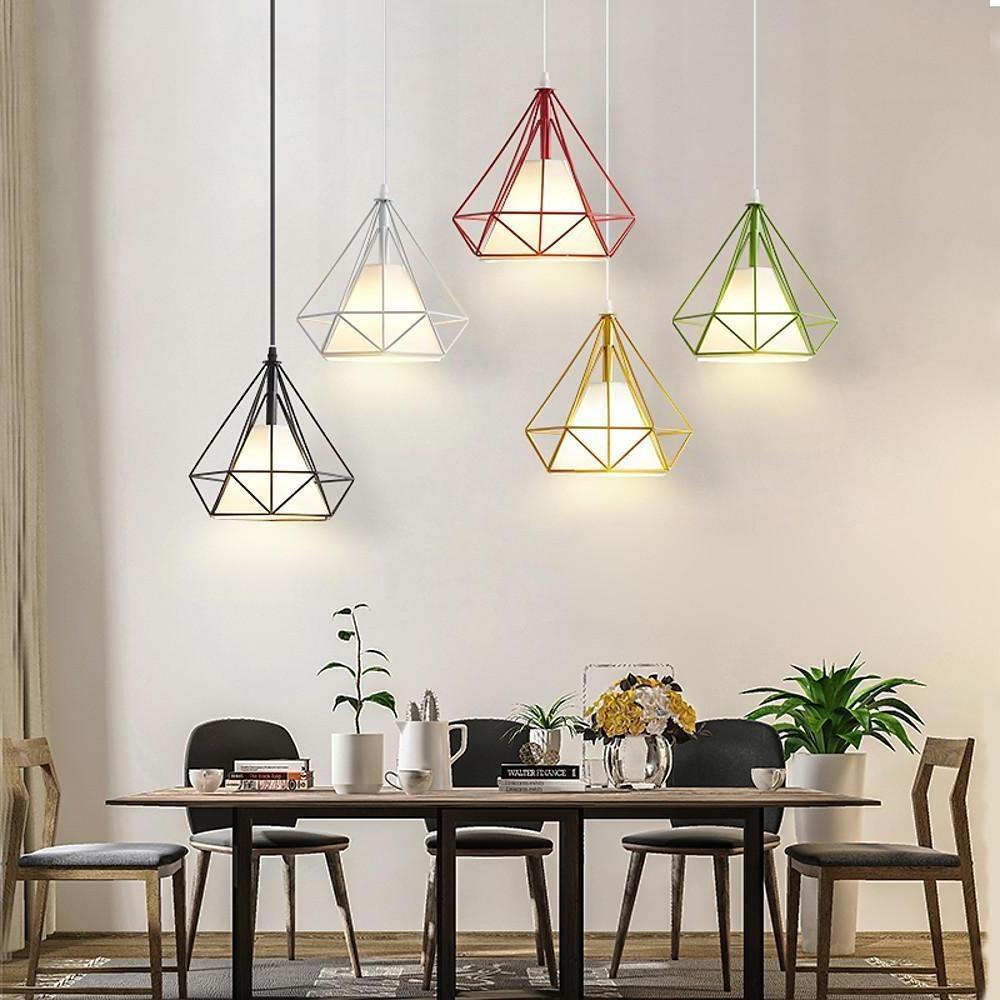 Geometric Metal Pendant Light Industrial Cage Design LED Fixture