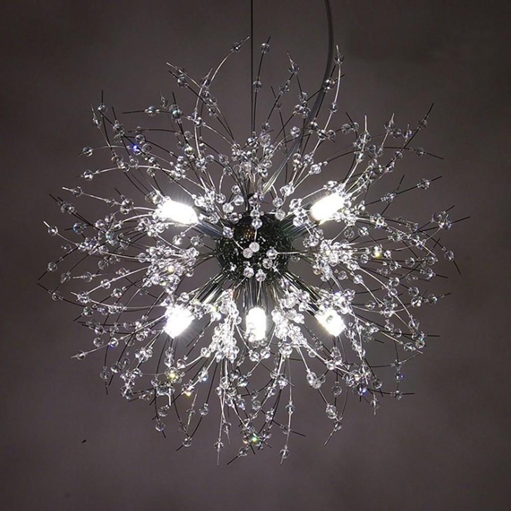 16" Globe Mini Chandelier Crystal Metal Electroplated 8-Light