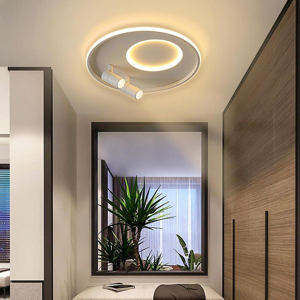Modern LED Flush Mount Ceiling Light with Dual Spotlights