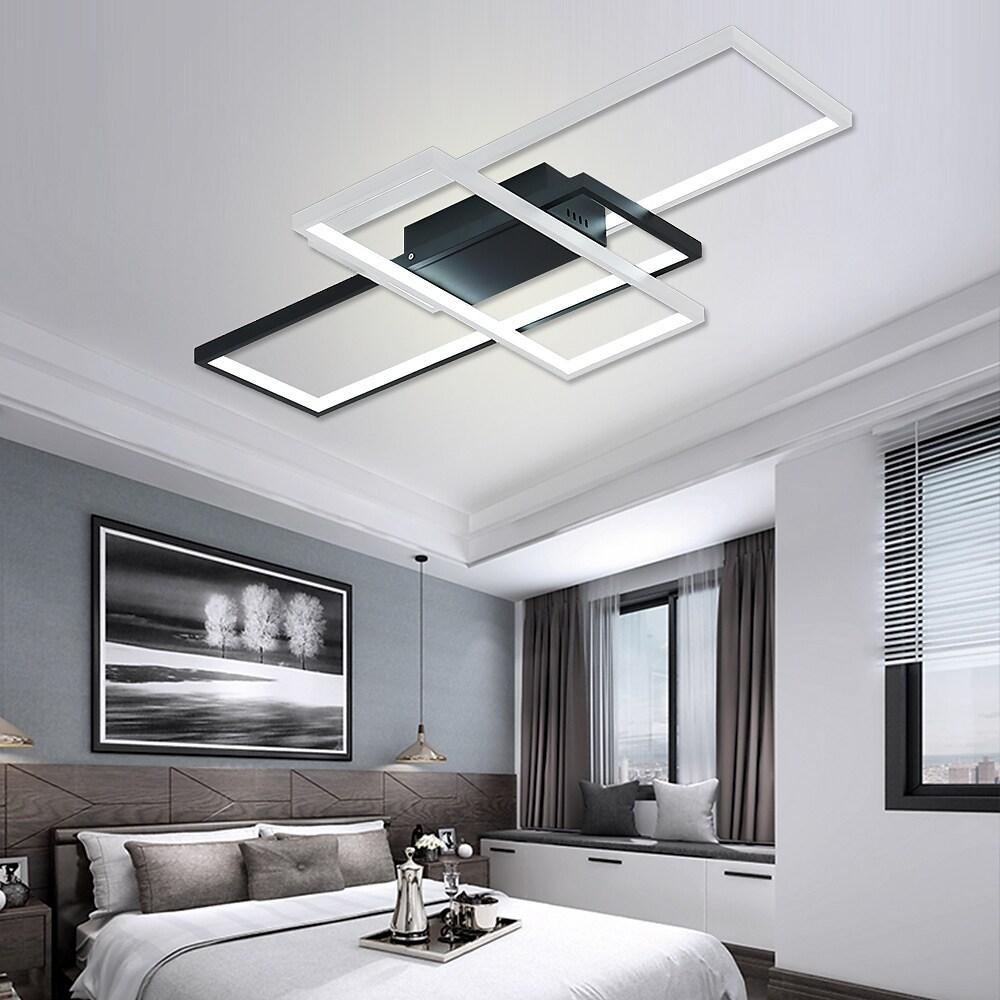 Tiered Rectangular Flush Mount LED Ceiling Light – Modern Metal