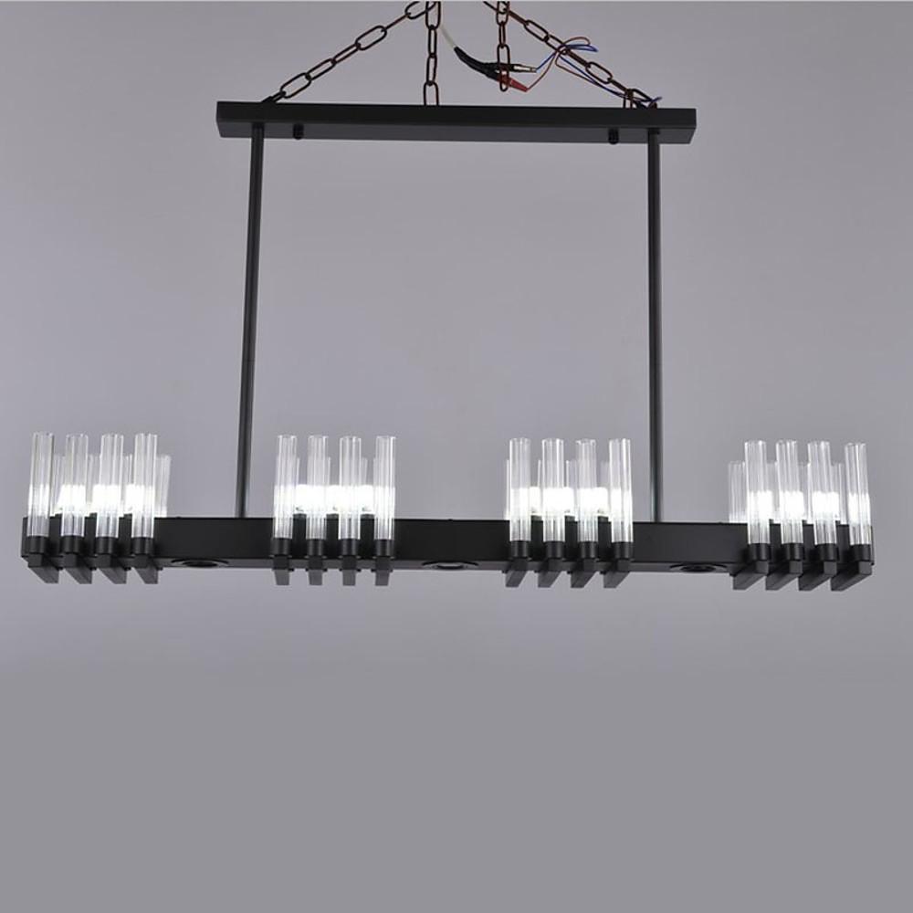 Linear Metal & Glass LED Chandelier – Modern Ambient Lighting