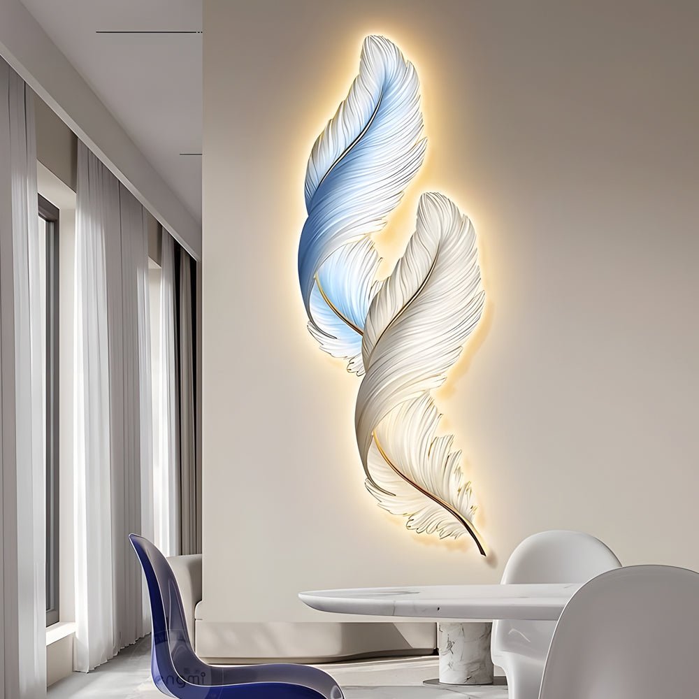 Feather LED Wall Art with Remote Control - Modern Decorative Lighting