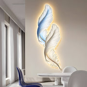 Feather LED Wall Art with Remote Control - Modern Decorative Lighting