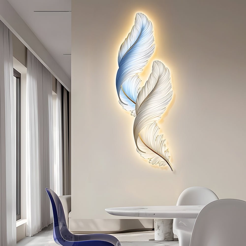 Feather LED Wall Art with Remote Control - Modern Decorative Lighting