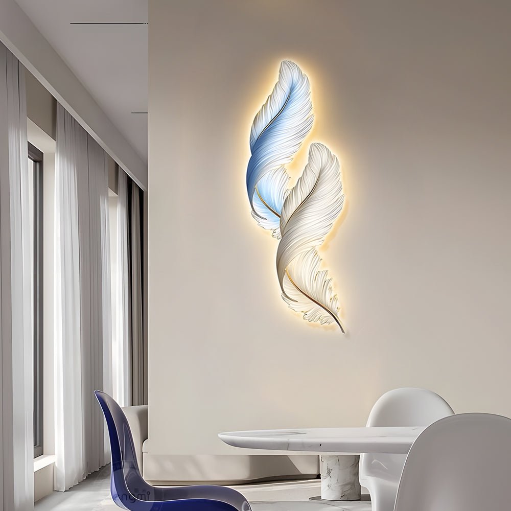Feather LED Wall Art with Remote Control - Modern Decorative Lighting