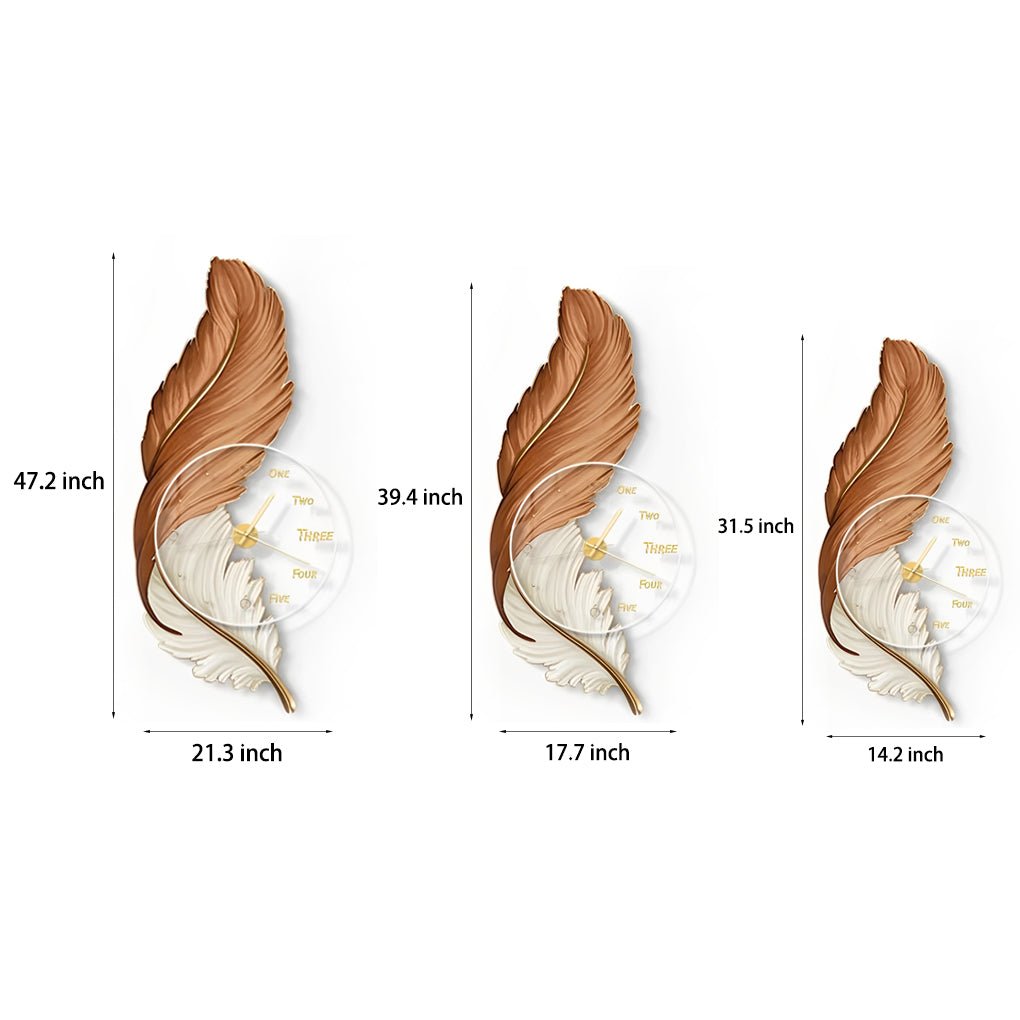 Modern Feather Art Wall Clock with LED Backlight and Remote
