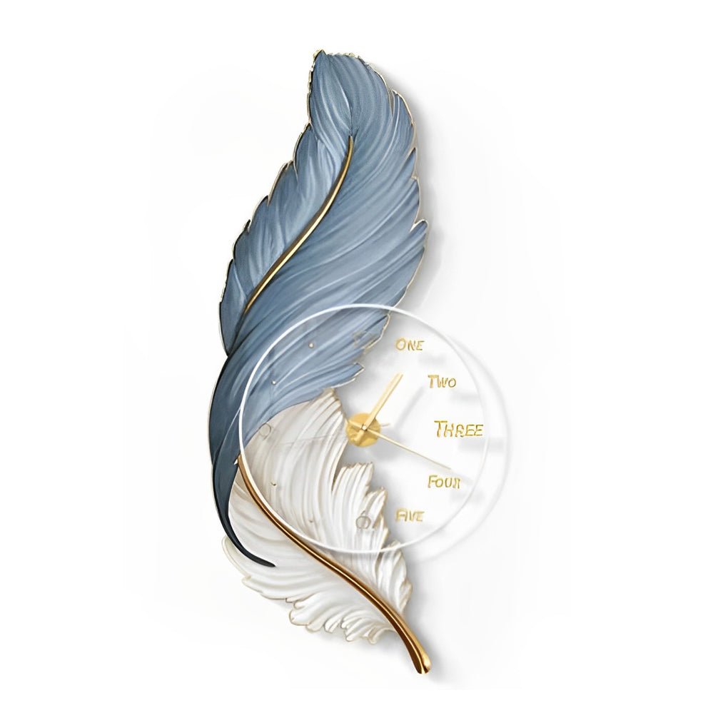 Modern Feather Art Wall Clock with LED Backlight and Remote