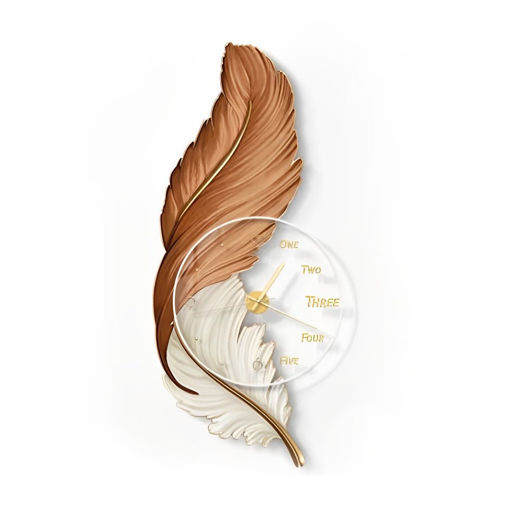 Modern Feather Art Wall Clock with LED Backlight and Remote