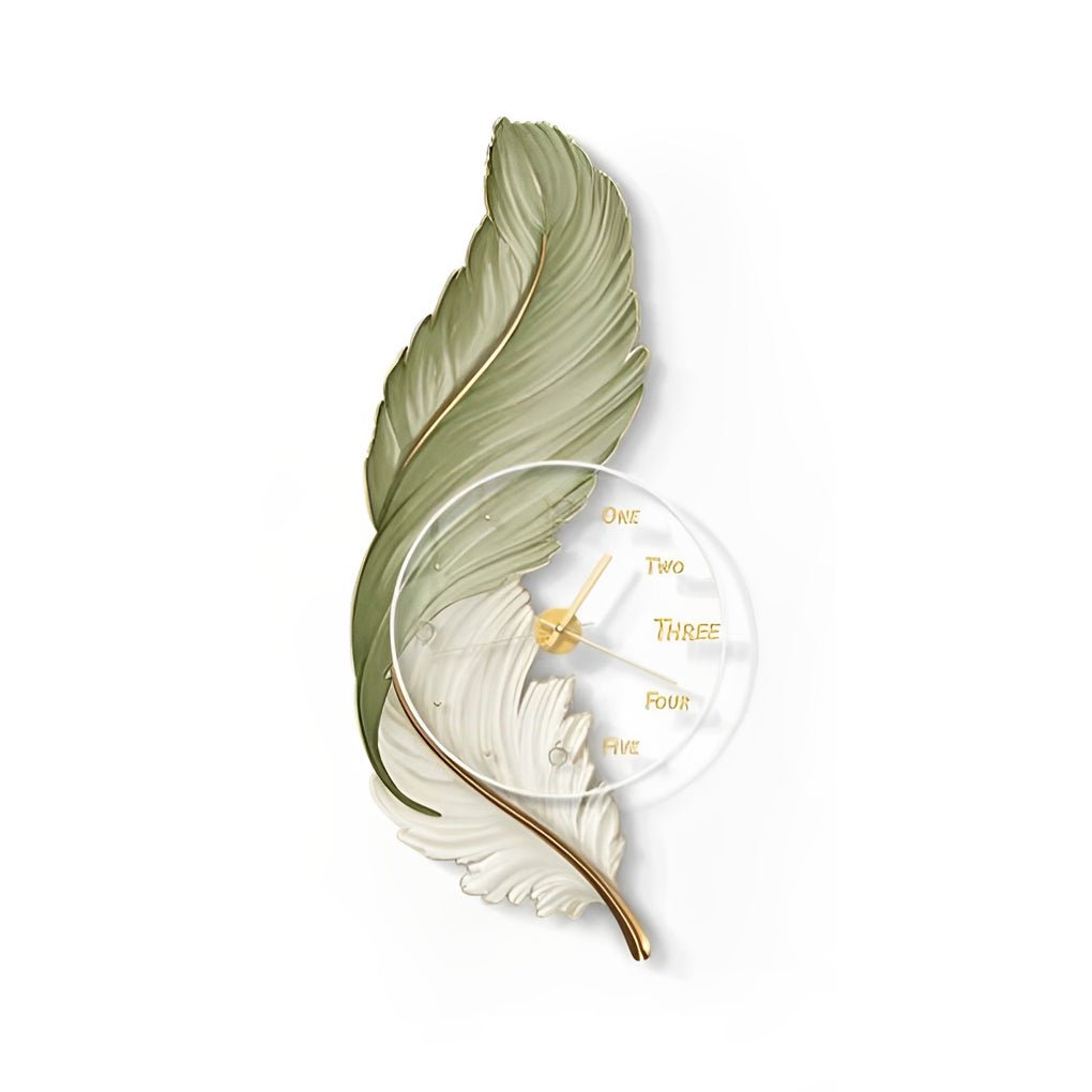 Modern Feather Art Wall Clock with LED Backlight and Remote